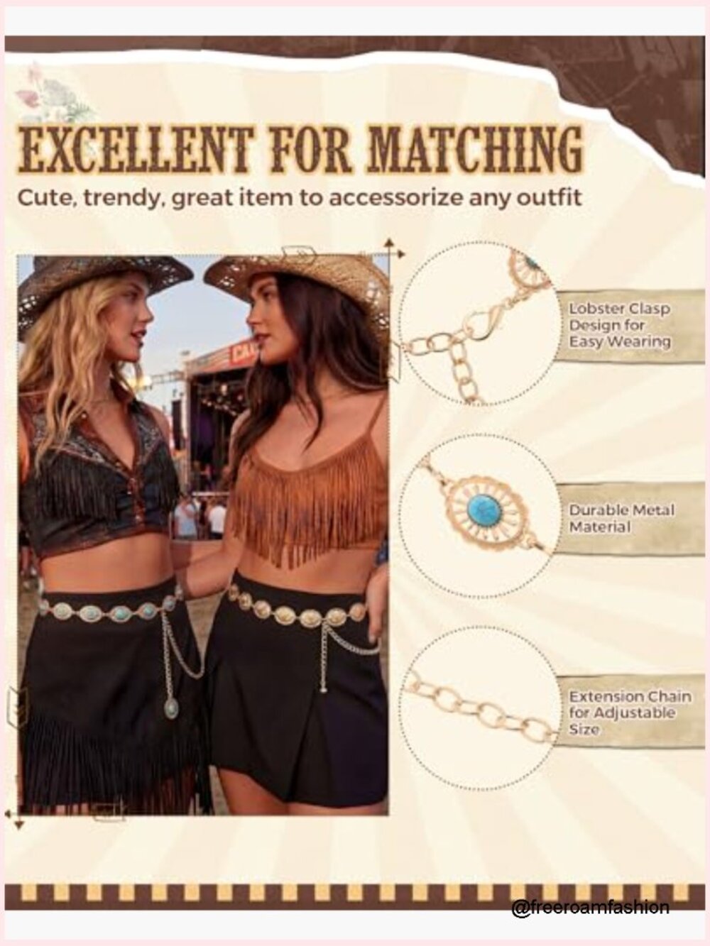 Straw Cowboy Hat Set with Shapeable Brim & Western Belts - Picture 6 of 7